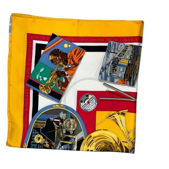 HERMES Silk Scarf  "New Orelans" by Loïc Dubigeon 90cm Carre with Paper Bag - Picture 4 of 16
